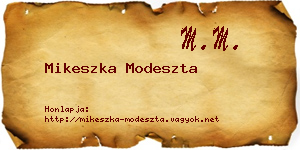Mikeszka Modeszta névjegykártya